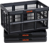 VEVOR Plastic Collapsible Storage Bins, 45L 3 Packs, Stackable Folding Storage Crates with Handles, Holds 33 lbs Per Bin, Foldable Heavy Duty Containers, Space-Saving Baskets, for Home Organizing