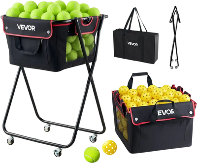 Vevor Tennis Ball Hopper Foldable Ball Cart with Wheels New