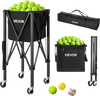 VEVOR Tennis Ball Hopper, Holds 150 Tennis Balls, Foldable Pickleball Basket Cart with Wheels for Easy Pick Up, Lightweight Aluminum Alloy, Portable Pickleball Caddy with Storage Bag, for Training