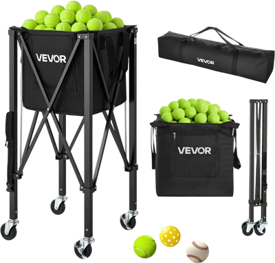 Vevor Tennis Ball Hopper Foldable Pickleball Basket Cart with Wheels for Easy Pick Up New