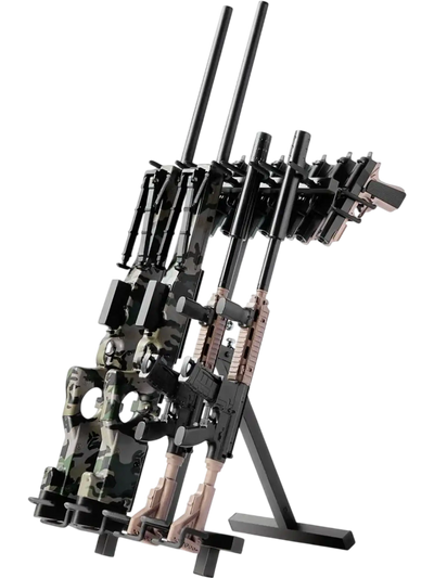 VEVOR Gun Rack, Portable, Folding Heavy Duty Steel Rifle Shotgun Rack Stand, Freestanding Indoor Outdoor Gun Display Storage, Holds Up to 7 Pistols and 4 Rifles or Shotguns, for Shooting Hunting Range