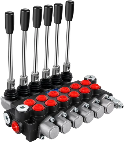 VEVOR Hydraulic Directional Control Valve, 6 Spool Hydraulic Spool Valve, 11 GPM Hydraulic Loader Valve, 3600 PSI Directional Control Valve, Hydraulic Valves And Controls For Tractors Loaders Tanks