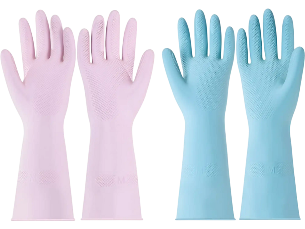 VEVOR Reusable Dishwashing Gloves, 2 Pairs Colorful Reusable Household Kitchen Cleaning Gloves for Washing Dishes and Cleaning Tasks, Flexible Long-lasting and Non-Slip, Medium, Pink + Purple