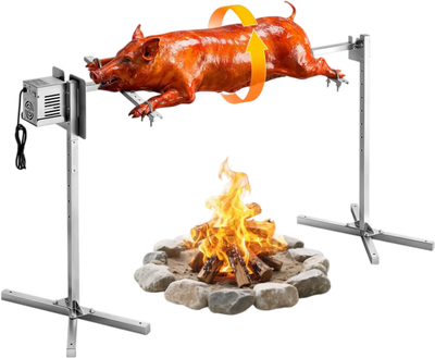 VEVOR Rotisserie Grill, AC120V 8 Level Height Electric Rotisserie Grill Kit, BBQ Grills Rotisseries Kit with 132 lbs Load Capacity, 38W Motor, Stainless Steel Automatic Grilling Kits for Parties