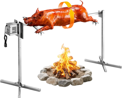 VEVOR Rotisserie Grill, AC120V 8 Level Height Electric Rotisserie Grill Kit, BBQ Grills Rotisseries Kit with 132 lbs Load Capacity, 38W Motor, Stainless Steel Automatic Grilling Kits for Parties
