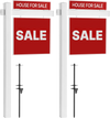 VEVOR Real Estate Sign Post, 2-Pack, 6 ft Tall, PVC Realtor Yard Sign Holder with 36 in Arm Holds up to 24 in, Easy to Install, Wind-Resistant, for Open House and Home, Yard, Road, White (No Signs)