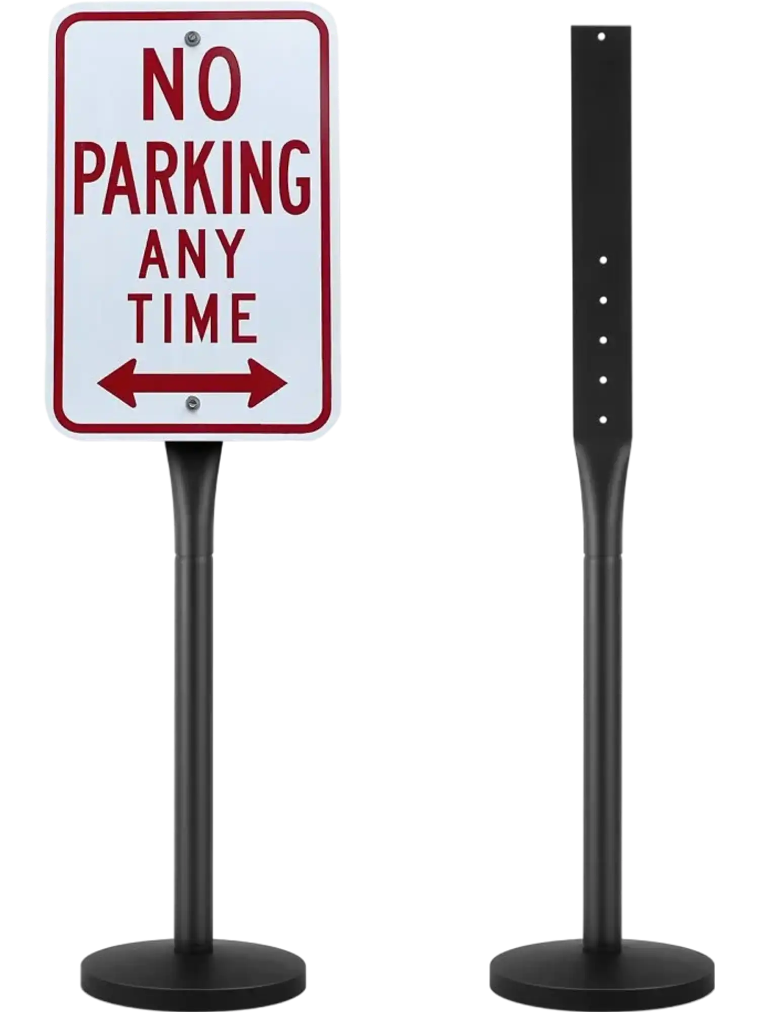 Vevor Portable Marker Pole 4' Cast Iron Sign Post with Base & Wheels Black New