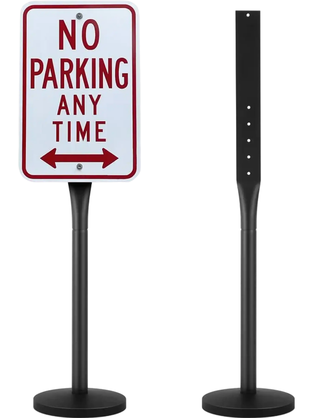 VEVOR Cast Iron Sign Post, 4 ft Portable Heavy Duty Steel Post Sign Holder with Hard Plastic Base & Wheels, U-Channel Sign Stand for Garden, Courtyard, Farm or Traffic Intersection, Black