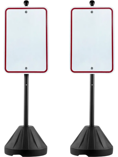 Vevor Portable Marker Pole 5' Movable Sign Post Stand with Wheels Black New