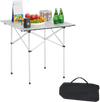 VEVOR Folding Camping Table, Portable Roll Up Side Tables, Small Lightweight Aluminum Beach Table, Compact with Carry Bag, for Outdoor Cooking, Tailgating, Grilling, Picnic, Travel, Silver