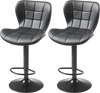 VEVOR Bar Stool Set of 2, Modern PU Leather Counter Height Stools, Swivel Kitchen Barstool with Back and Footrest, Height Adjustable Armless Bar Chair, Island Barstools for Kitchen, Dining Room, Black