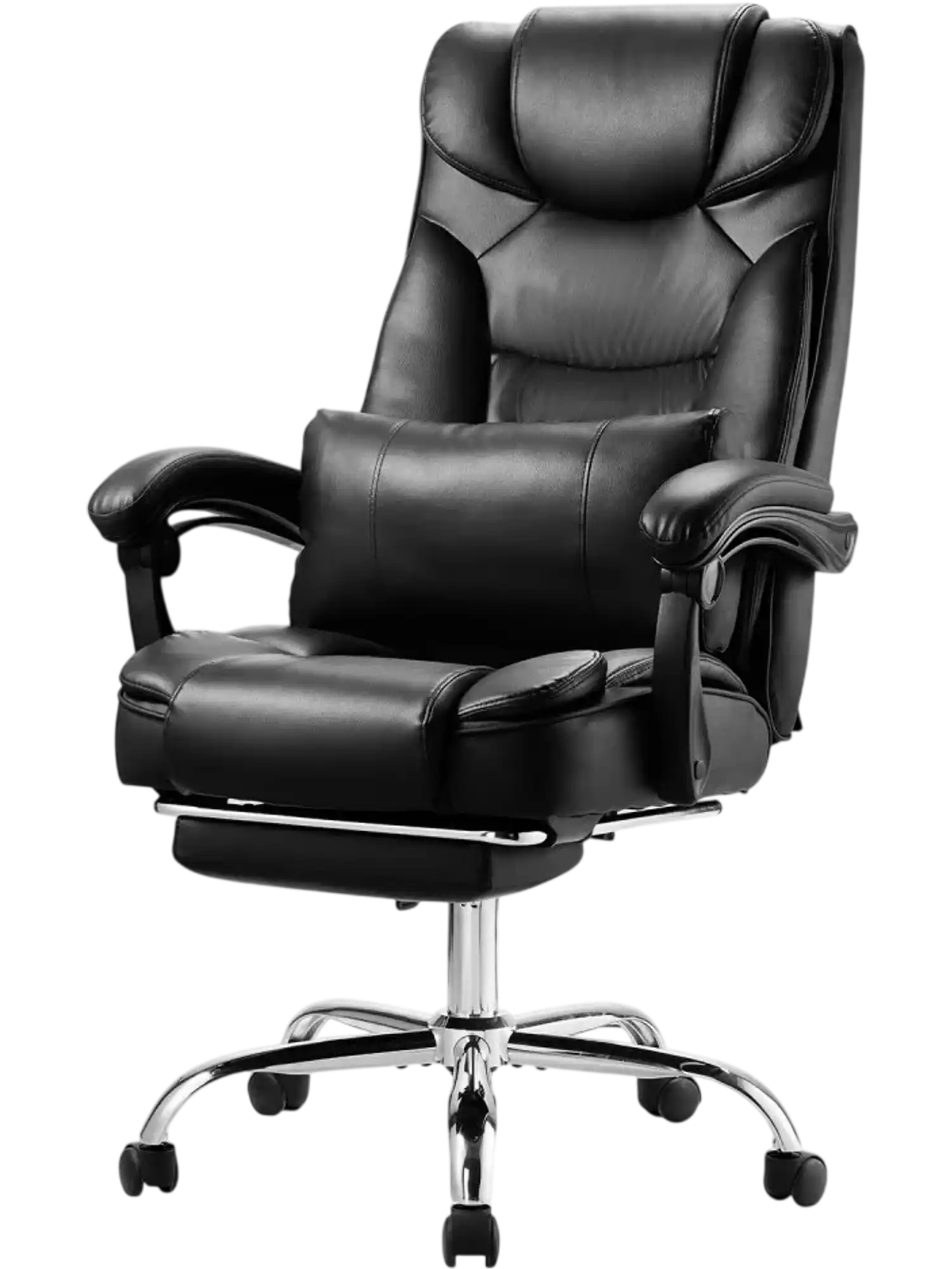 Vevor Office Chair Executive High-Back Reclining Chair with Footrest Black New