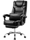 VEVOR Executive Office Chair with Footrest, 300lb Capacity Office Chair with Lumbar Pillow, Height Adjustable Ergonomic Chair, PU Leather Reclining Home Office Desk Chairs, Black