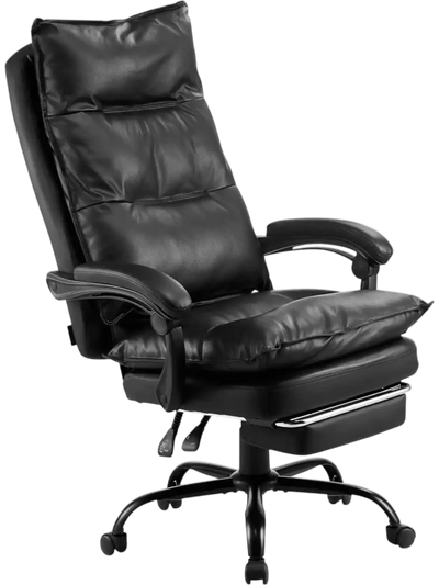 VEVOR Executive Office Chair with Footrest, 400lb Capacity Office Chair with Lumbar Pillow, Heavy Duty Ergonomic Chair, Height Adjustable PU Leather Reclining Home Office Desk Chairs