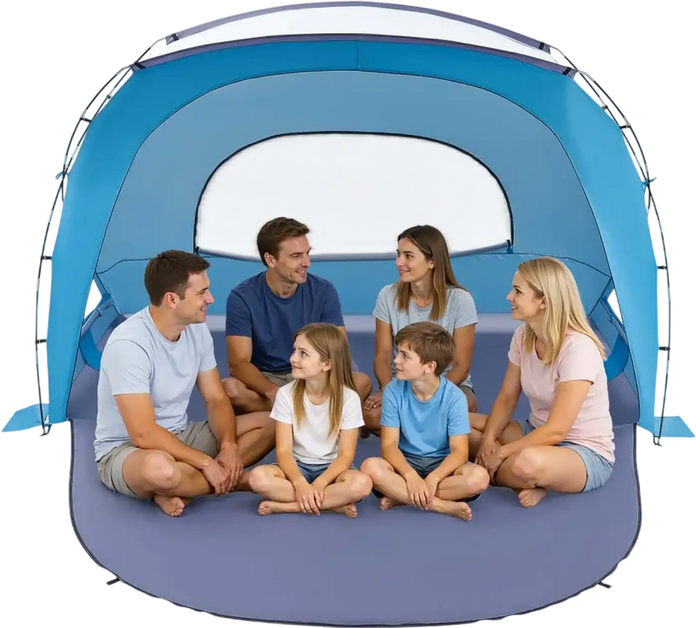 VEVOR Beach Tent Sun Shelter for 6 Person, UPF 50+ Protection, Portable Sun Shade Canopy with Carrying Bag & Sand Pockets, Lightweight and Easy Setup Beach Umbrella for Family Camping Outdoor Picnic