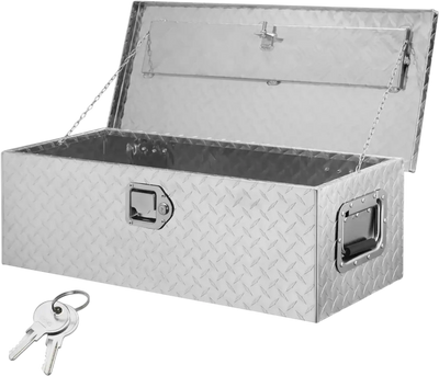 VEVOR Heavy Duty Aluminum Truck Bed Tool Box, Diamond Plate Tool Box with Side Handle and Lock Keys, Storage Tool Box Chest Box Organizer for Pickup, Truck Bed, RV, Trailer, 30