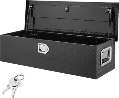 VEVOR Heavy Duty Aluminum Truck Bed Tool Box, Diamond Plate Tool Box with Side Handle and Lock Keys, Storage Tool Box Chest Box Organizer for Pickup, Truck Bed, RV, Trailer, 39
