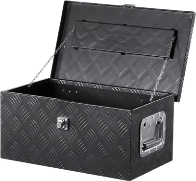 VEVOR Heavy Duty Aluminum Truck Bed Tool Box, Stripes Plated Tool Box with Side Handle and Lock Keys, Storage Toolbox Chest Organizer for Trailer, Pickup, Truck Bed, RV, 20