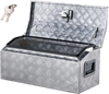 VEVOR Heavy Duty Aluminum Truck Bed Tool Box, Stripes Plated Tool Box with Side Handle and T-Lock Keys, Storage Toolbox Chest Organizer for Trailer, Pickup, Truck Bed, RV, 30"x13"x13", Silver