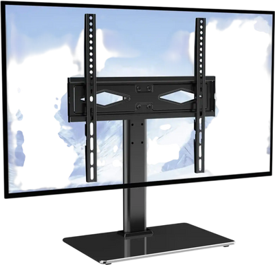 VEVOR TV Stand Mount, Swivel Universal TV Stand for 32 to 55 inch TVs, Height Adjustable Portable Floor TV Stand with Tempered Glass Base for Bedroom, Living Room