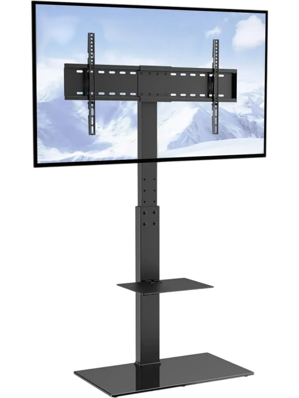 VEVOR TV Stand Mount, Swivel Tall TV Stand for 32 to 85 inch TVs, Height Adjustable Portable Floor TV Stand with Tempered Glass Base for Bedroom, Living Room