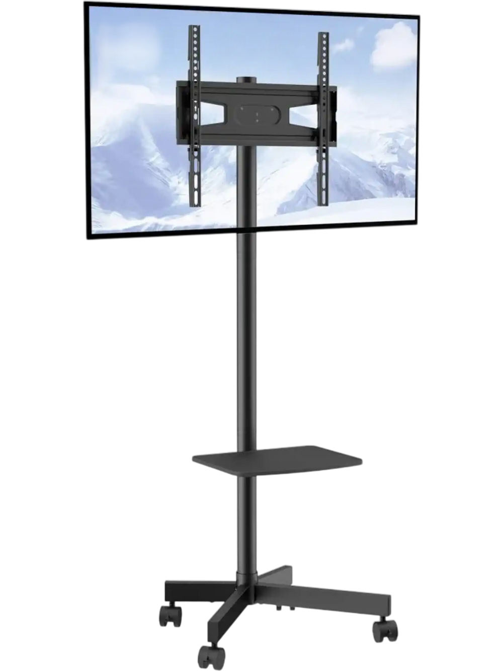 VEVOR Mobile TV Stand, Mobile TV Cart for 23 to 60 inch TVs, Height Adjustable Portable TV Stand with Wheels, with A Tray for Audio-Visual Devices, Rolling TV Stand with Mount for Bedroom, Living Room