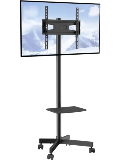 VEVOR Mobile TV Stand, Mobile TV Cart for 23 to 60 inch TVs, Height Adjustable Portable TV Stand with Wheels, with A Tray for Audio-Visual Devices, Rolling TV Stand with Mount for Bedroom, Living Room