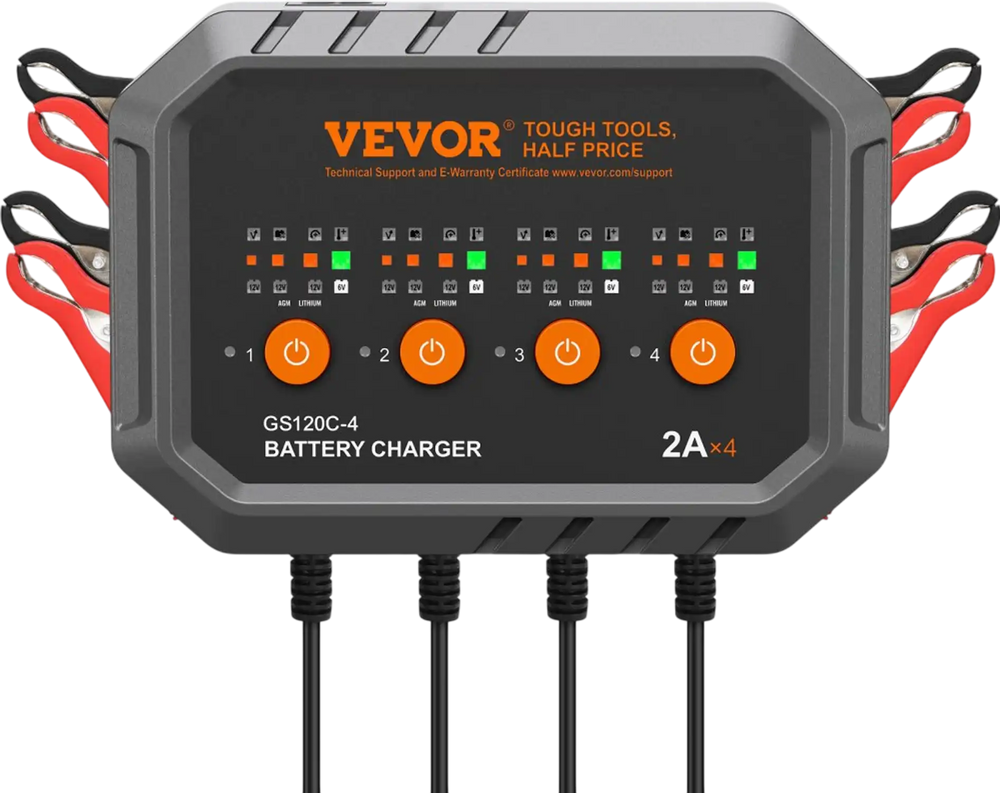 VEVOR Smart Battery Charger, 8-Amp, LiFePO4 Lead-Acid (AGM / Gel / SLA) Car Battery Charger, Fully-Automatic Charger Maintainer for Boat Motorcycle Lawn Mower Golf Cart Marine Deep Cycle