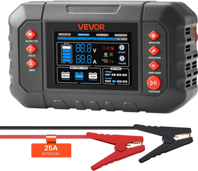 Vevor Battery Charger 25A 6V/12V/24V Smart LCD Trickle Maintainer New