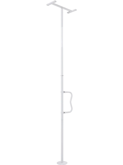 VEVOR Floor-to-Ceiling Transfer Pole, Tension Mounted Bathroom Grab Bar with Anti-Slip Curve Handle, 300 Lbs Capacity Security Pole for Elderly, Ideal Senior Safety Pole for 7-10 Ft Ceilings, White
