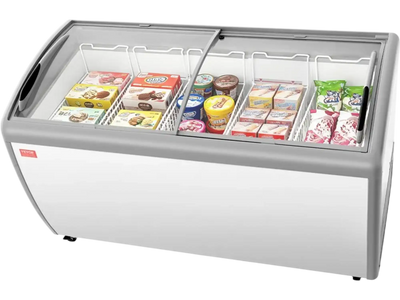 Vevor Chest Freezer Commercial Ice Cream Display Case 16.3 cu.ft Sliding Glass Doors Mobile Top Deep Freezer New