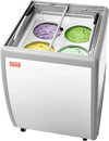 VEVOR Commercial Ice Cream Display Case, 5.6 Cu.ft Chest Freezer, Restaurant Gelato Dipping Cabinet Top Deep Freezer with Locking Casters, Sliding Glass Door, LED Lighting, Hold 4 Ice Cream Tubs