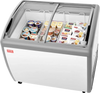 VEVOR Commercial Ice Cream Display Case, 9.3 Cu.ft Chest Freezer, -19 to 3℉ Temp Adjustable Mobile Top Deep Freezer with 3 Wire Baskets, 2 Sliding Glass Doors, Locking Casters & LED Strip Lighting