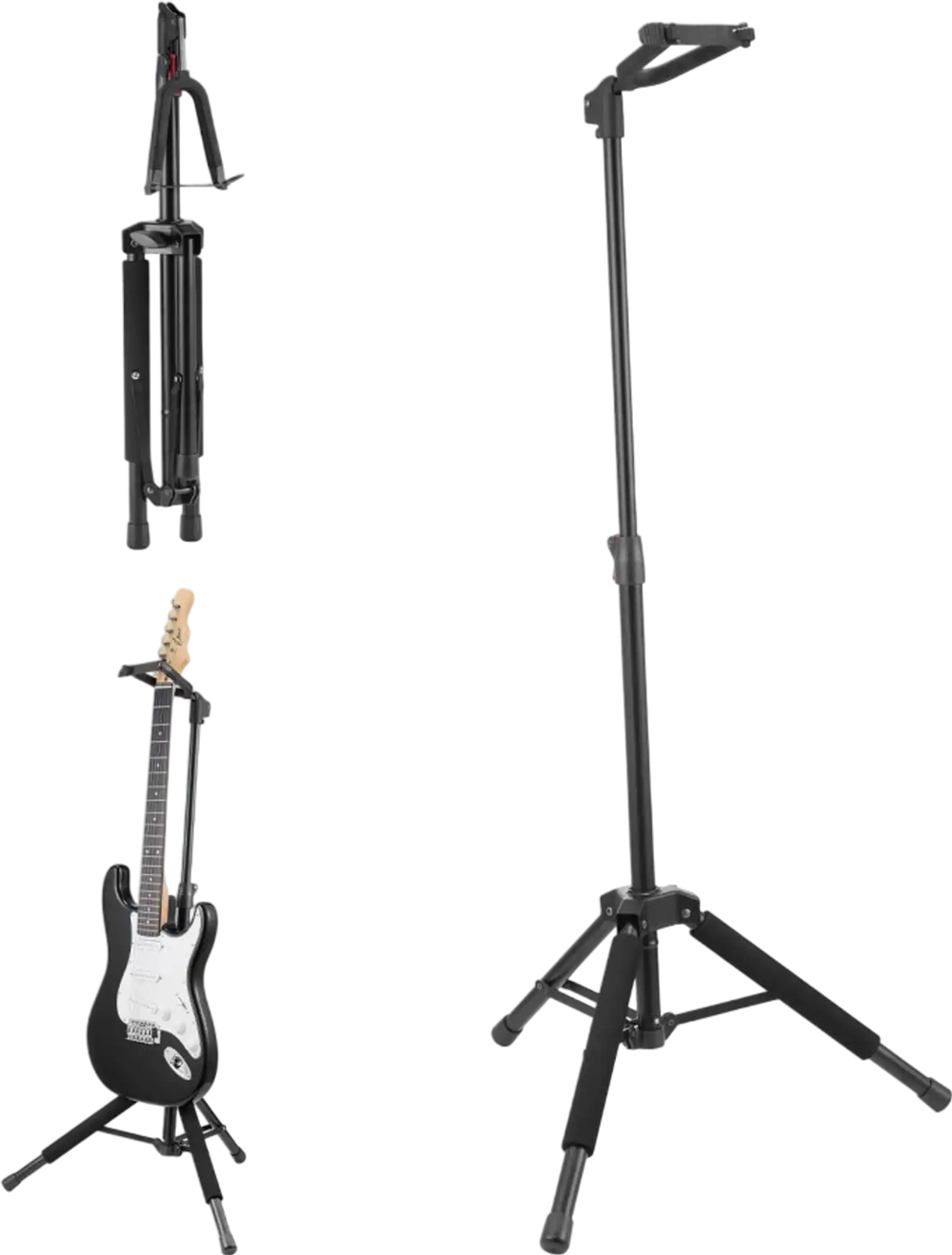 VEVOR Tripod Guitar Stand, 33 lbs/15 kg Load Capacity, Floor-Standing Foldable Guitar Stand Display Rack with 35.4-47.2 in/900-1200 mm Adjustable Height, for Guitar Acoustic Electric Classical Bass