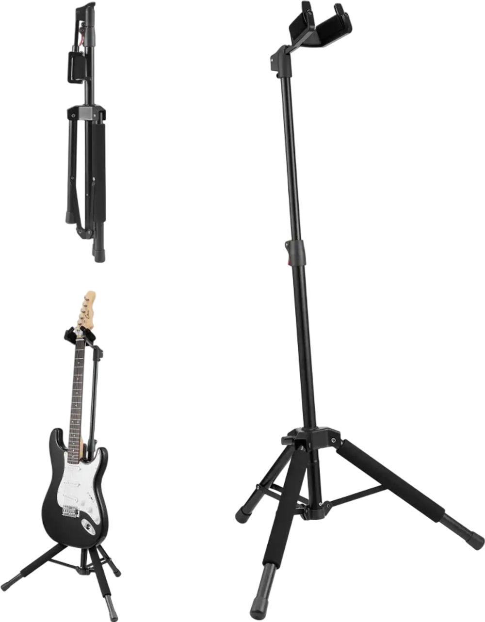VEVOR Tripod Guitar Stand, 33 lbs/15 kg Load Capacity, Floor-Standing Foldable Guitar Stand Display Rack with 35.4-47.2 in/900-1200 mm Adjustable Height, for Guitar Acoustic Electric Classical Bass