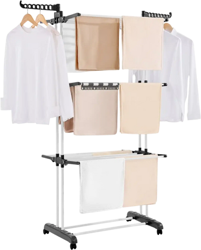 Vevor Drying Rack 4-Tier Foldable Clothes Laundry Dryer with 24 Rods and 7 Hooks New