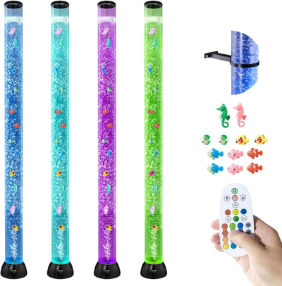 VEVOR Sensory Bubble Tube Lamp, 5 ft Bubble Fish Tube, Sensory Aquarium Lamp with 10 Floating Fish & 16 Color Effects, Remote Control, Stress Relief Calming Light for Bedroom Living Room Home Decor