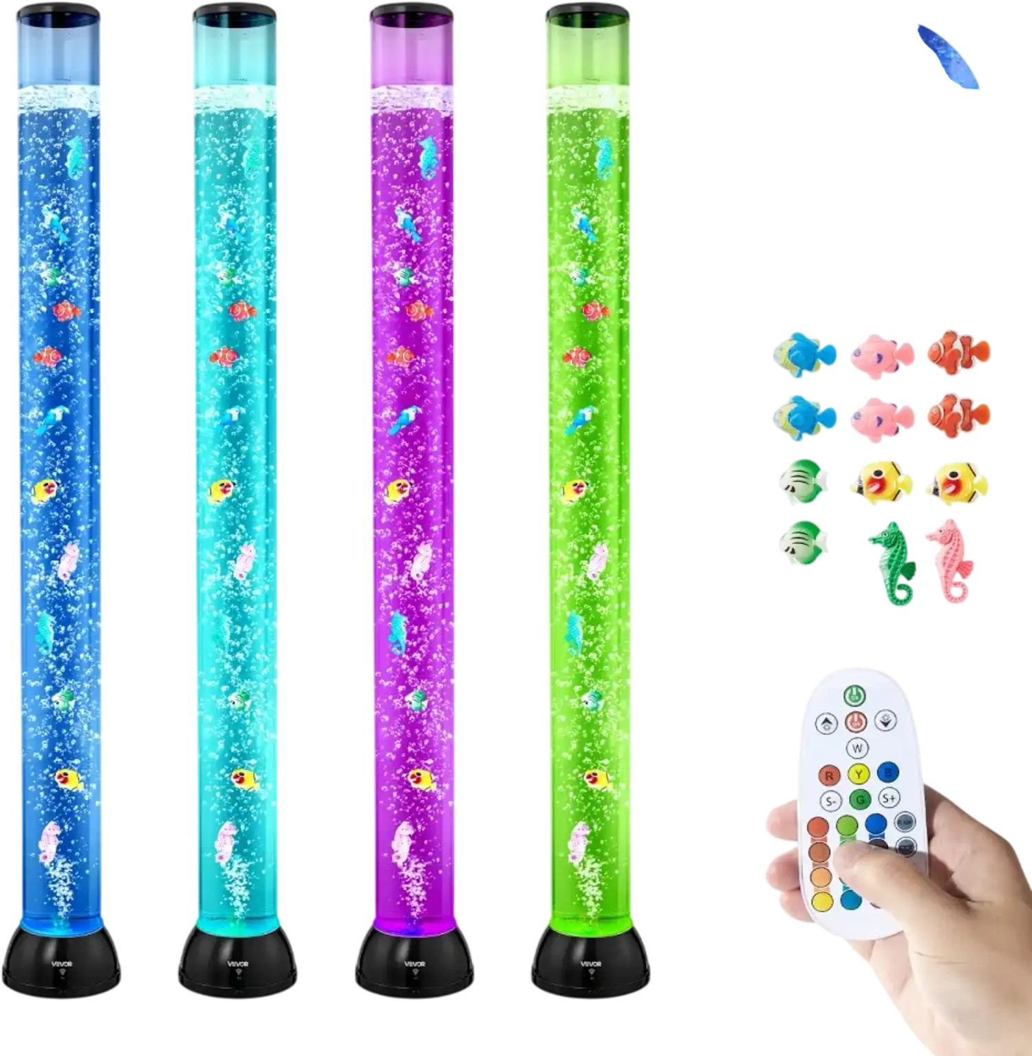 Vevor Bubble Tube Lamp 4' Sensory Aquarium Floor Lamp 16-Color Remote Control New