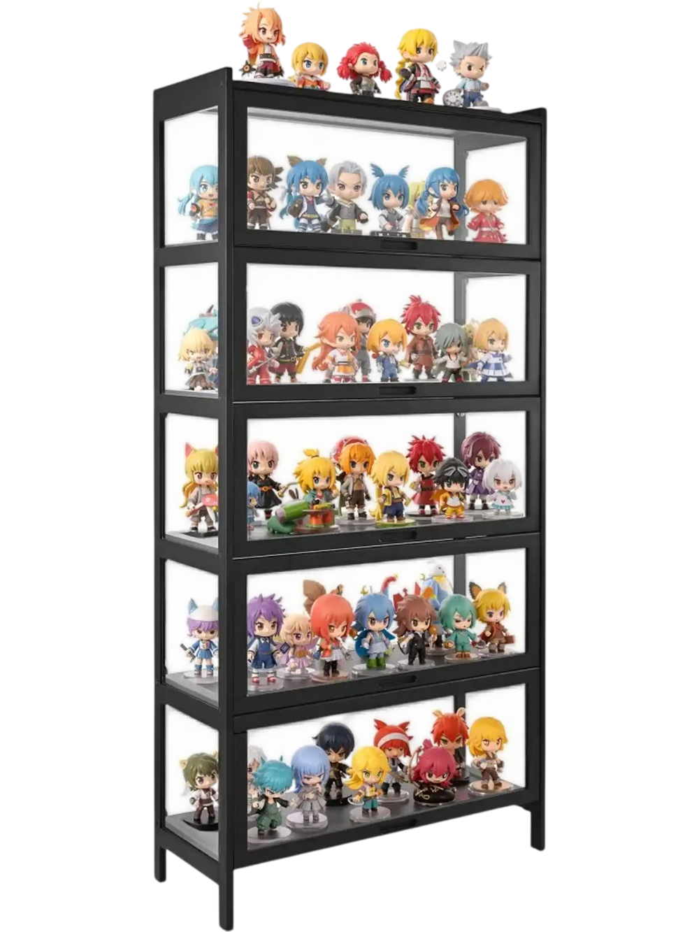 VEVOR Display Cabinet with Acrylic Doors, 68 in Tall 5-Tier Curio Cabinet, Natural Wooden Fame, Collectibles Toy Organizers Rack & Display Case, Bookshelf for Home, Office, Playroom, Living Room