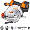 VEVOR Cordless Circular Saw, 6-1/2 inch Blade, 4700 RPM Speed, 0-45 Degree Bevel Capability, Brushless Motor, LED Light, Electric Circular Saw Kit with Battery and Charger Included, for Wood Cutting