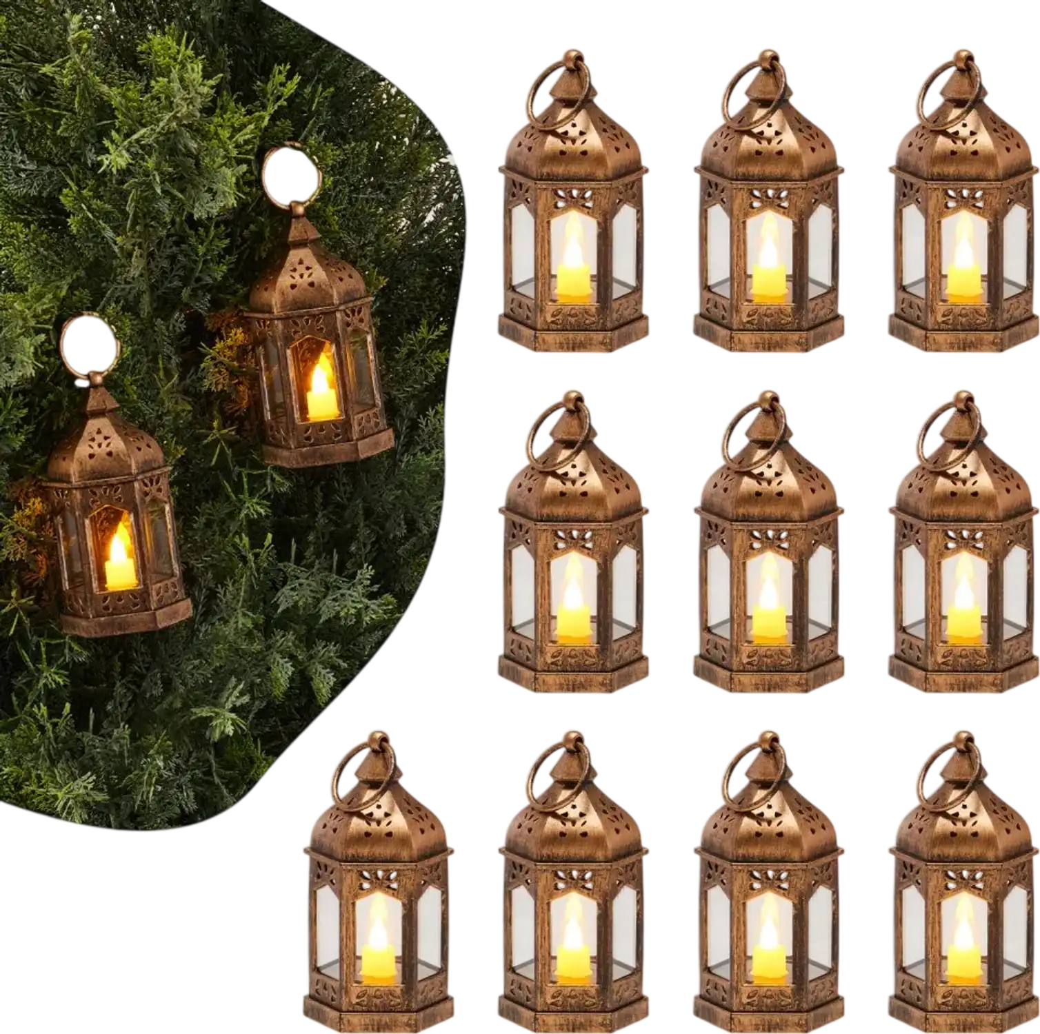 Vevor Candle Lantern LED Flameless Decorative Set 12 Pcs Bronze New
