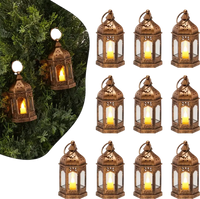 VEVOR 12 Pcs Decorative Candle Lantern, LED Electric Flameless Candle, Plastic LED Holder with Glass, Wall Hanging Indoor Porch Lanterns for Wedding Table Party Farmhouse Indoor Decor, Bronze