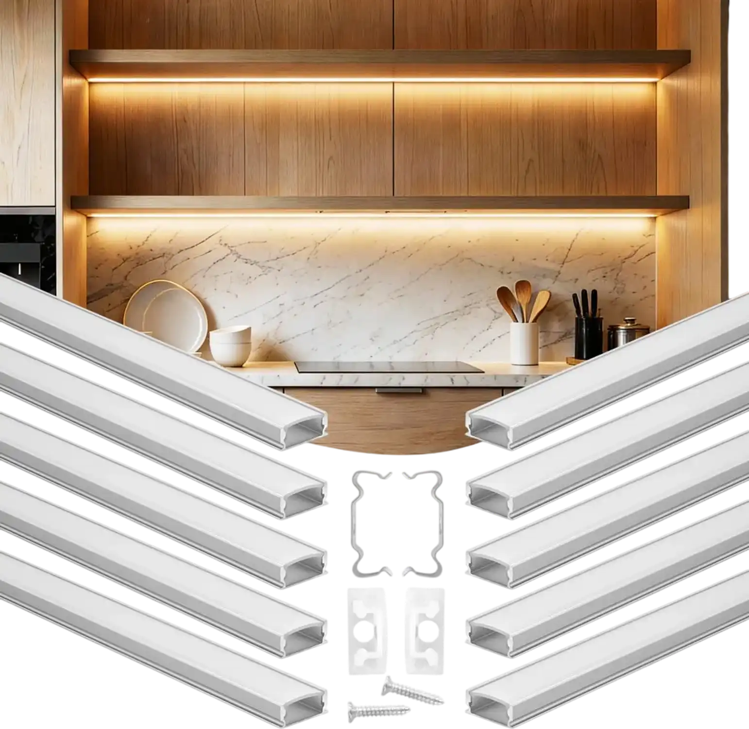 Vevor LED Channel 10-Pack 6.6' U-Shaped Aluminum Channel with Milky Cover New