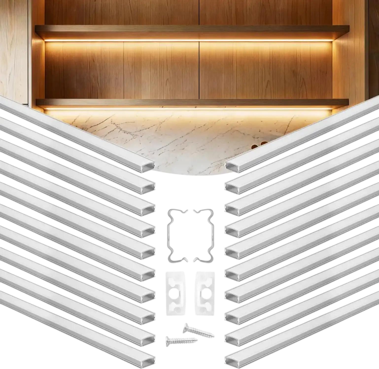 Vevor LED Aluminum Channel 20-Pack 6.6' U-Shaped with Milky Cover New
