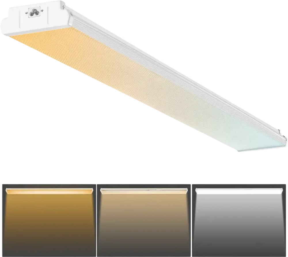 VEVOR 4FT LED Wraparound Light, 50W, 5500LM Flush Mount LED Shop Light, 3000K/4000K/5000K Adjustable LED Kitchen Ceiling Lighting Fixtures for Garage Office Laundry Fluorescent Tube Replacement, FCC