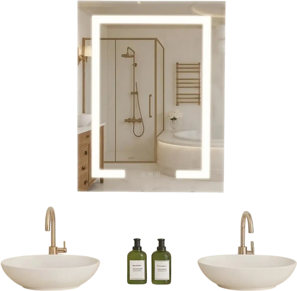 VEVOR Lighted Medicine Cabinet with Mirror, 20 x 26 in Recessed or Wall Mount, 3 Color Dimmable LED Bathroom Medicine Cabinet with Double-Side Mirror, Adjustable Shelves, Memory Anti-Fog Function