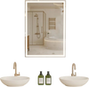VEVOR Lighted Medicine Cabinet with Mirror, 20 x 28 in Recessed or Wall Mount, 3 Color Dimmable LED Bathroom Medicine Cabinet with Bottom Lighting, Adjustable Shelve Storage, Memory Defog Function