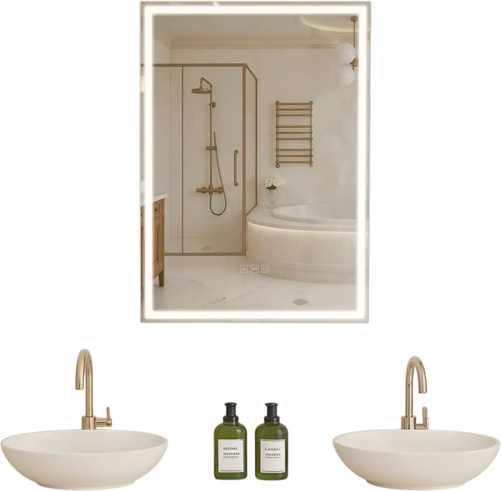 VEVOR Lighted Medicine Cabinet with Mirror, 20 x 28 in Recessed or Wall Mount, 3 Color Dimmable LED Bathroom Medicine Cabinet with Bottom Lighting, Adjustable Shelve Storage, Memory Defog Function