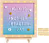 VEVOR Gradient Felt Letter Board, 10"x10" Felt Message Board, Changeable Sign Boards with 510 Letters, Stand, and Built-in LED Lights, Baby Announcement Sign for Home Classroom Office Decor Wedding