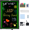 VEVOR LED Message Writing Board, 24"x16" Illuminated Erasable Lighted Chalkboard, Neon Effect Menu Sign Board, Drawing Board with 8 Fluorescent Chalk Markers and Remote Tested to UL Standards
